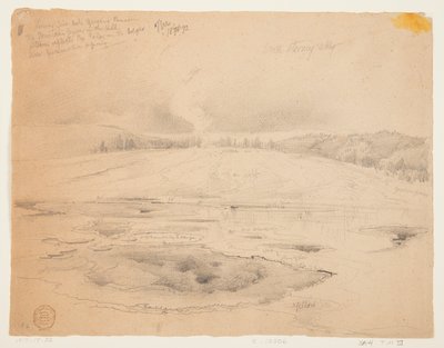 Dolny otwór ogniowy, basen gejzera, Yellowstone autorstwa Thomas Moran