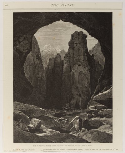 Wąwóz, północne ramię Rio Virgen, Utah autorstwa Thomas Moran
