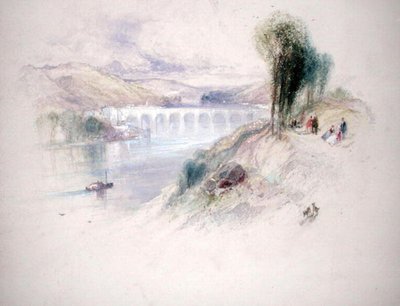 Rzeka Schuylkill (ołówek i akwarela na papierze) autorstwa Thomas Moran