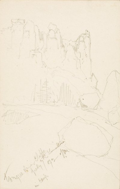 Tongue River Cliffs (w obozie) autorstwa Thomas Moran