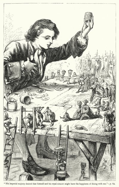 Ilustracja do Podróży Guliwera autorstwa Jonathana Swifta (rycina) autorstwa Thomas Morten