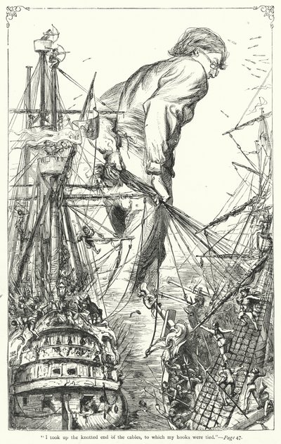 Ilustracja do Podróży Guliwera autorstwa Jonathana Swifta (rycina) autorstwa Thomas Morten