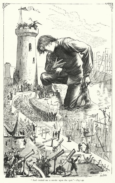 Ilustracja do Podróży Guliwera autorstwa Jonathana Swifta (rycina) autorstwa Thomas Morten