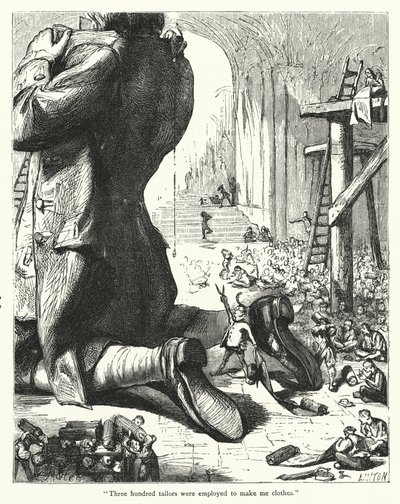 Ilustracja do Podróży Guliwera autorstwa Jonathana Swifta (rycina) autorstwa Thomas Morten