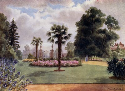 Ogrody Kew: palmy i brama główna (kolor lito) autorstwa Thomas Mower Martin