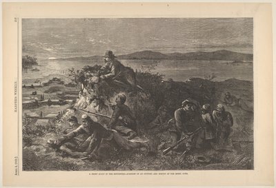 Nocny zwiadowca na południowym zachodzie – niespodzianka posterunku i badanie rebeliantów…, 4 kwietnia 1863 r. autorstwa Thomas Nast