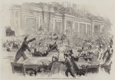 Scena w Sali Reprezentantów, Waszyngton autorstwa Thomas Nast
