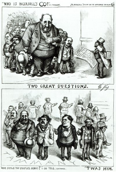 Kreskówki z Williamem Marcy „Bossem” Tweedem, Jamesem Ingersollem i Georgem Millerem, z „Harper