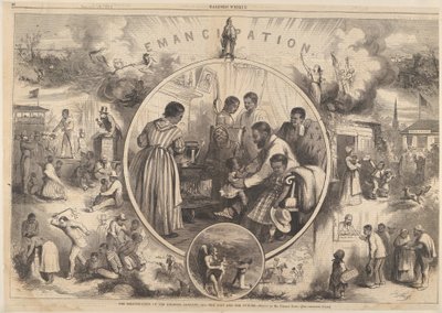 Emancypacja Czarnych - przeszłość i przyszłość z Harpers Weekly, 24 stycznia 1863. autorstwa Thomas Nast