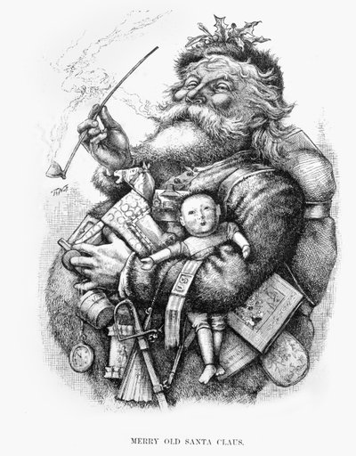 Wesoły Stary Mikołaj, grawerowany przez artystę autorstwa Thomas Nast