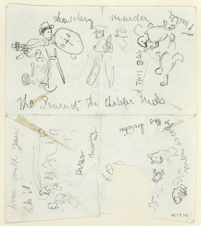 Arkusz szkiców: Władza księży katolickich (recto); Arkusz szkiców (verso) autorstwa Thomas Nast