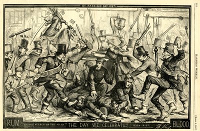 Dzień Św. Patryka, 1867 (drewno) autorstwa Thomas Nast
