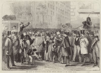 Tłum w Baltimore czekający na pana Lincolna. autorstwa Thomas Nast