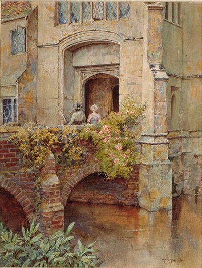 Na moście w Baddesley Clinton Hall (akwarela na papierze) autorstwa Thomas Nicholson Tyndale