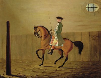 Dżentelmen na gniadym koniu w szkole jeździeckiej autorstwa Thomas Parkinson