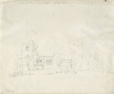 Kościół w Arley: rysunek ołówkiem, 4 września 1837 r. autorstwa Thomas Peploe Wood