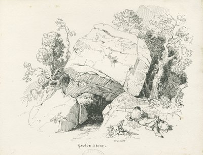 Biddulph - „Gawton Stone” : rysunek piórem i tuszem, 1836 autorstwa Thomas Peploe Wood