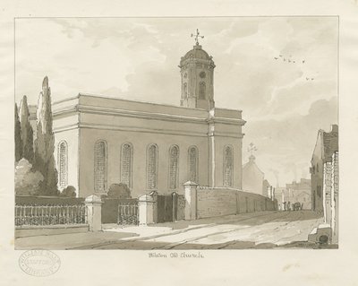Bilston - „Kościół św. Leonarda”: rysunek w sepii autorstwa Thomas Peploe Wood
