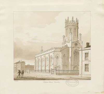 Bilston - Kościół Mariacki: rysunek w sepii, 1837 autorstwa Thomas Peploe Wood
