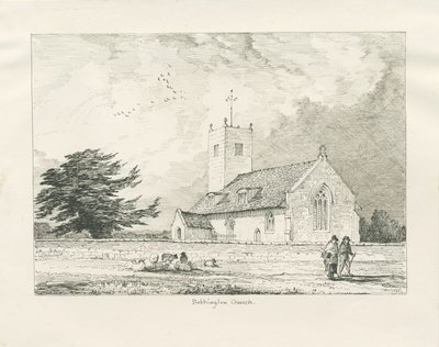 Kościół Bobbington: rysunek piórem, 1837 autorstwa Thomas Peploe Wood