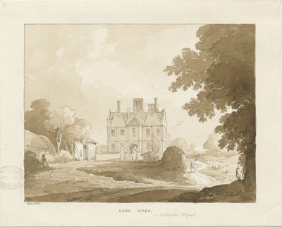 Brewood - Long Birch Hall: rysunek w sepii, 1838 autorstwa Thomas Peploe Wood