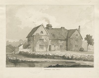 Charnes Hall: rysunek w sepii autorstwa Thomas Peploe Wood
