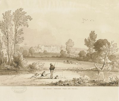 Colwich - The Mount Nunnery: rysunek rozmyty w sepii, 1837 autorstwa Thomas Peploe Wood