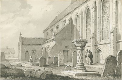 Kościół Colwich: rysunek w sepii autorstwa Thomas Peploe Wood