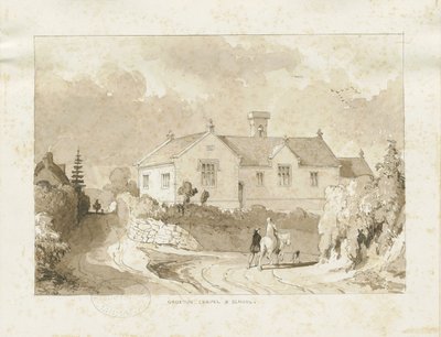 Croxden - Kappeli ja koulu: seepiapesupiirustus, nd [1817-1845] (piirustus)kiillotus autorstwa Thomas Peploe Wood