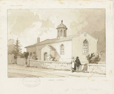 Drayton-in-Hales - Hales Chapel: rysunek w odcieniu sepii, bd [1817-1845] (rysunek) autorstwa Thomas Peploe Wood