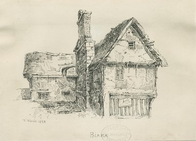 Eccleshall - Biana Hall: rysunek piórem i tuszem, 1833 autorstwa Thomas Peploe Wood