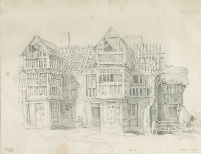 Eccleshall - Biana Hall: rysunek ołówkiem, 1835 autorstwa Thomas Peploe Wood