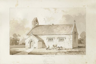 Eccleshall - Cotes Heath Chapel: rysunek rozmyty w sepii, bd [1817-1845] autorstwa Thomas Peploe Wood