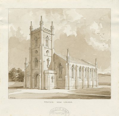 Fenton New Church: rysunek w sepii autorstwa Thomas Peploe Wood