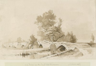 Handsacre - Stary Wysoki Most: rysunek w sepii, 1839 autorstwa Thomas Peploe Wood