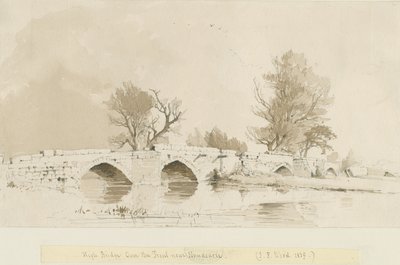 Handsacre - Old High Bridge: rysunek rozmyty w sepii autorstwa Thomas Peploe Wood