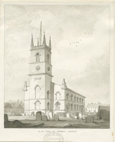 Hanley Church: rysunek w sepii, bd [?1838] (rysunek) autorstwa Thomas Peploe Wood