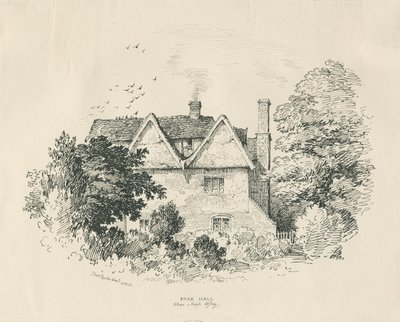 High Offley - Park Hall: rysunek piórem i tuszem (winietowany) autorstwa Thomas Peploe Wood