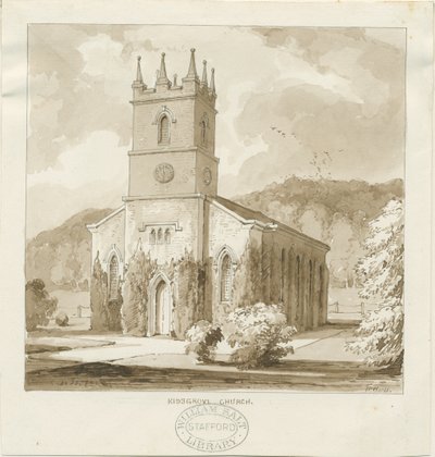 Kidsgrove Church: rysunek w sepii autorstwa Thomas Peploe Wood