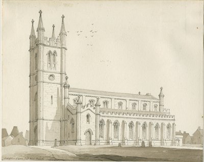 Lane End - New Church: rysunek w sepii autorstwa Thomas Peploe Wood