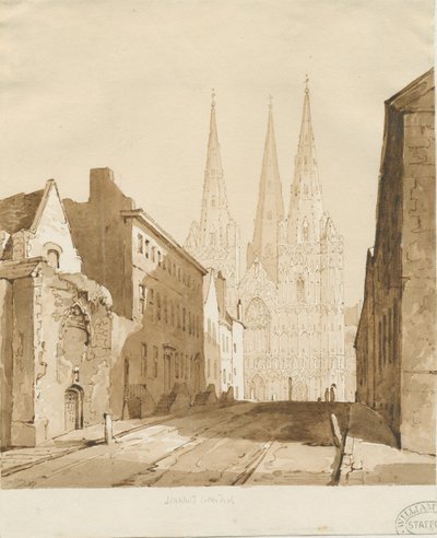 Katedra w Lichfield: rysunek w czerwonej sepii autorstwa Thomas Peploe Wood