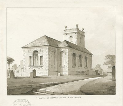 Kościół Norton-in-the-Moors: rysunek rozmyty w sepii, bd [1817-1845] autorstwa Thomas Peploe Wood
