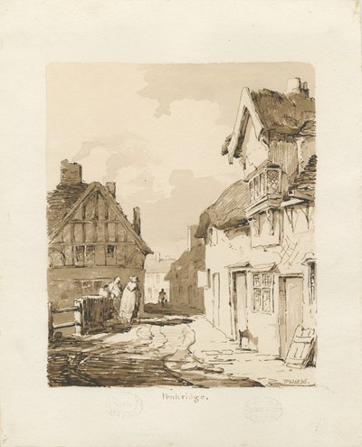Miasto Penkridge: rysunek w sepii autorstwa Thomas Peploe Wood