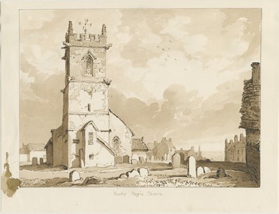 Kościół Rowley Regis: rysunek w sepii, 1837 autorstwa Thomas Peploe Wood