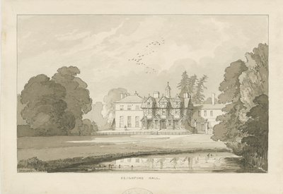 Seighford Hall: rysunek w sepii autorstwa Thomas Peploe Wood