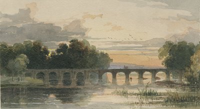 Shugborough Bridge: malarstwo akwarela, II [XIX w.] autorstwa Thomas Peploe Wood