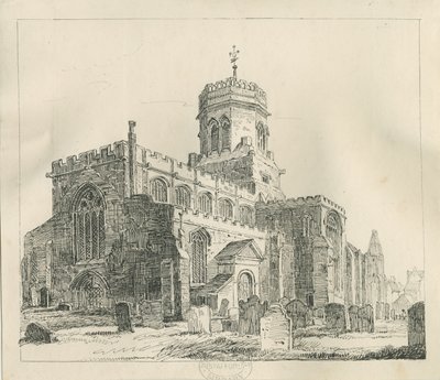 Stafford - Kościół Mariacki: rysunek piórem i tuszem, bd [c 1837] (rysunek) autorstwa Thomas Peploe Wood