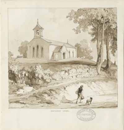 Stafford - Whitgreave Chapel: rysunek w sepii, bd [c 1838] (rysunek) autorstwa Thomas Peploe Wood