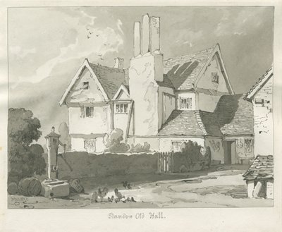 Standon Hall: rysunek w sepii autorstwa Thomas Peploe Wood