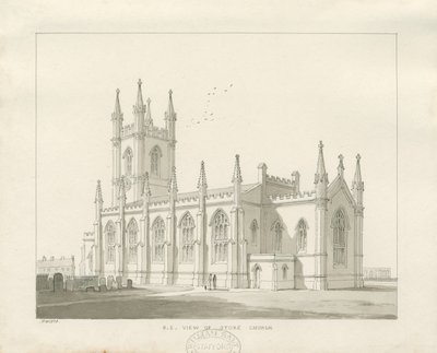 Kościół Stoke-upon-Trent [Nowość]: rysunek w sepii autorstwa Thomas Peploe Wood